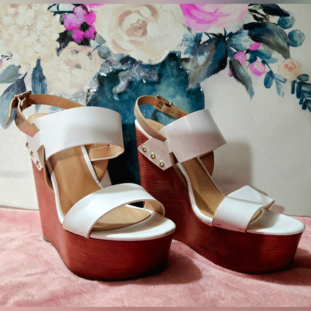Elegant Charlotte Russe, women's platform wedge sandals.